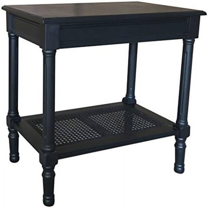 Black Wood and Metal Rectangular End Table with Storage