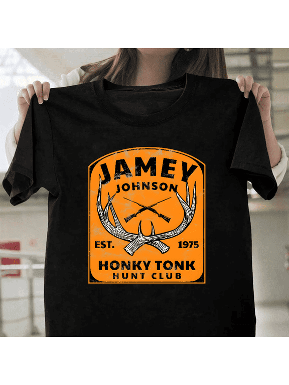 Jamey Johnson Est 1975 Honky Tonk Hunt Club Graphic Fan Art Unisex T-Shirt, up to size 3XL.