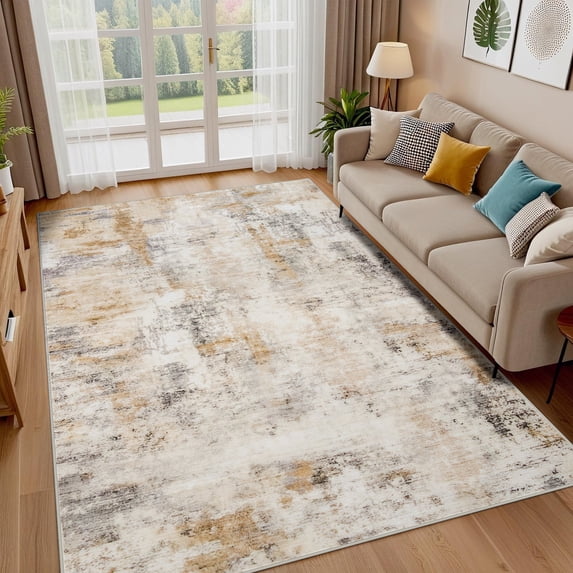 Jamfeel Abstract Rugs Soft Vintage Area Rug Indoor Carpet for Bedroom Living Room Office Home Decor,5'x8',Khaki