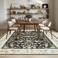 thumbnail image 1 of Jamfeel Area Rugs Vintage Floral Printed Washable Rugs Soft Low Pile Non Slip Carpet for Living Room 6'x9' Black and Pink, 1 of 6