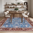 thumbnail image 1 of Jamfeel Area Rugs Vintage Floral Printed Washable Rugs Soft Low Pile Non Slip Carpet for Living Room 6'x9' Blue and Red, 1 of 6