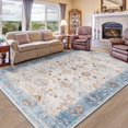 thumbnail image 1 of Jamfeel Area Rugs for Bedroom Floral Printed Ultra-Thin Low Pile Washable Rug for Living Room 6'x9' Beige and Blue, 1 of 6