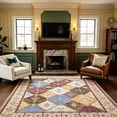 thumbnail image 1 of Jamfeel Boho Rugs for Living Room Floral Printed Area Rugs Soft Low Pile Carpet for Bedroom Kitchen Brown 5'x8', 1 of 8