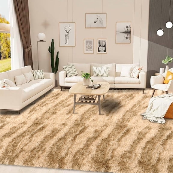 Jamfeel Fluffy Plush Area Rugs Soft Cozy Print Fuzzy Rugs Floor Carpet for Bedroom Living Room, 4'x6', Khaki