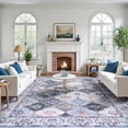 thumbnail image 1 of Jamfeel Modern Abstract Rugs for Living Room Retro Print Low Pile Washable Rug Non-slip Carpet Room Decor 6'x9' Blue, 1 of 6
