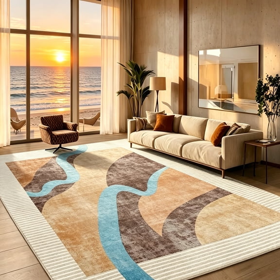 Jamfeel Soft Abstract Rugs Area Rug Non Slip Carpet for Living Room Bedroom Home Decor Office,5'x8',Orange