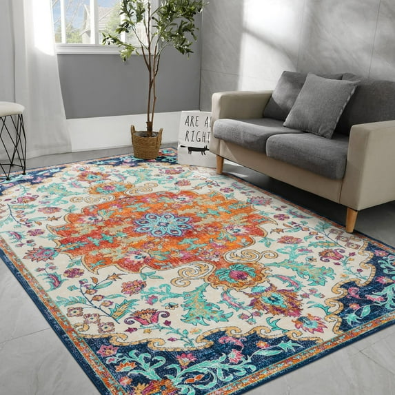Jamfeel Soft Vintage Rugs Distressed Printed Area Rug Carpet for Living Room Bedroom Home Decor,4'x6',Orange