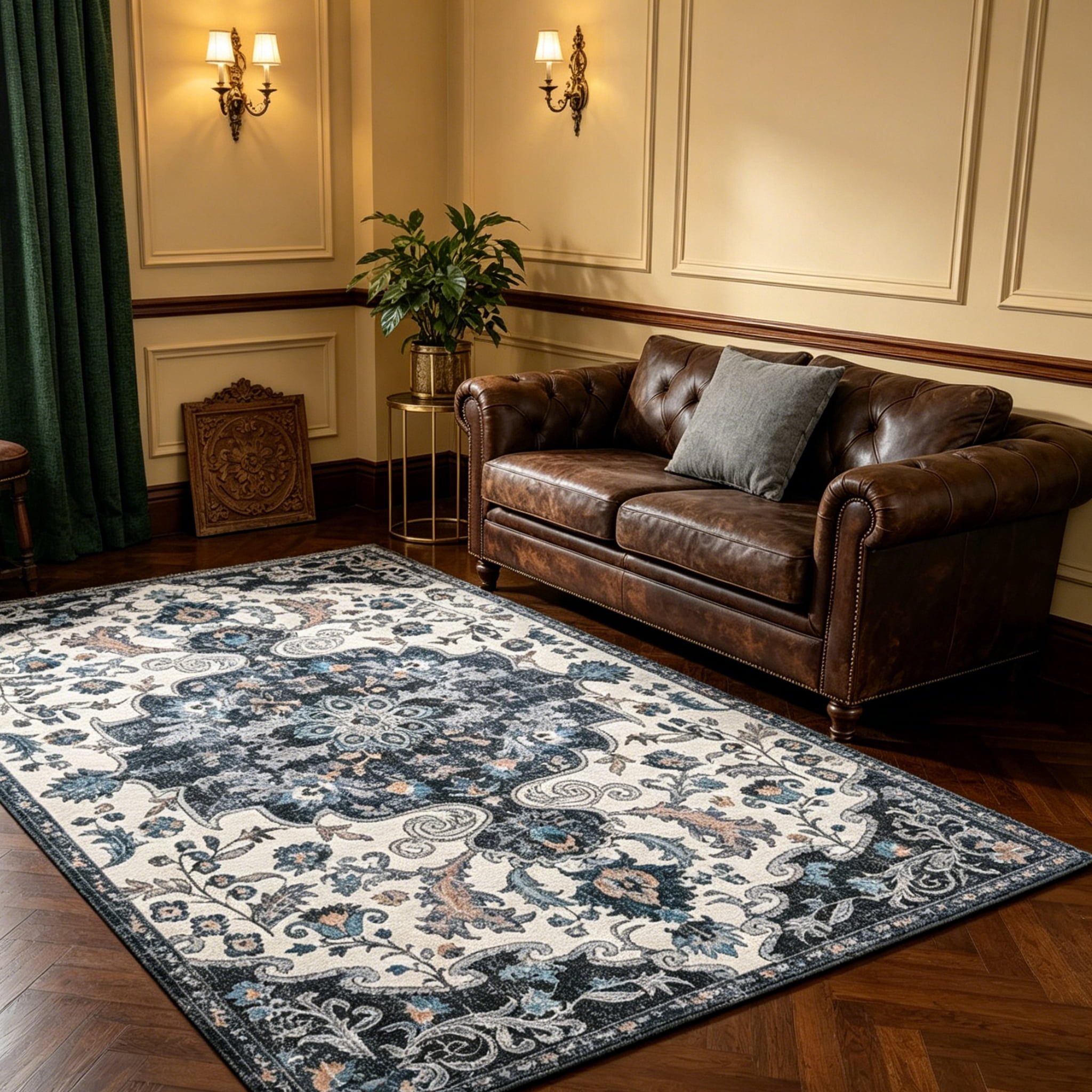 Jamfeel Soft Vintage Rugs Distressed Printed Area Rug Carpet for Living Room Bedroom Home Decor,5'x8',Black