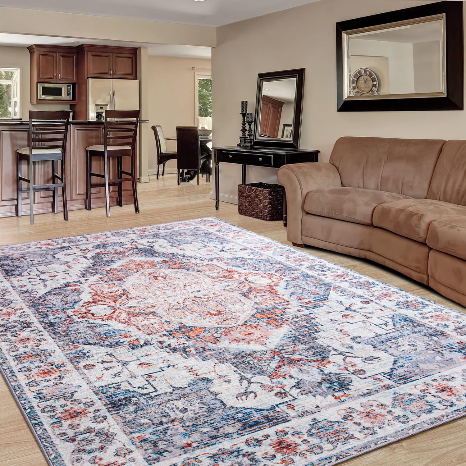 Jamfeel Soft Vintage Rugs Distressed Printed Area Rug Carpet for Living Room Bedroom Home Decor,6'x9',Blue