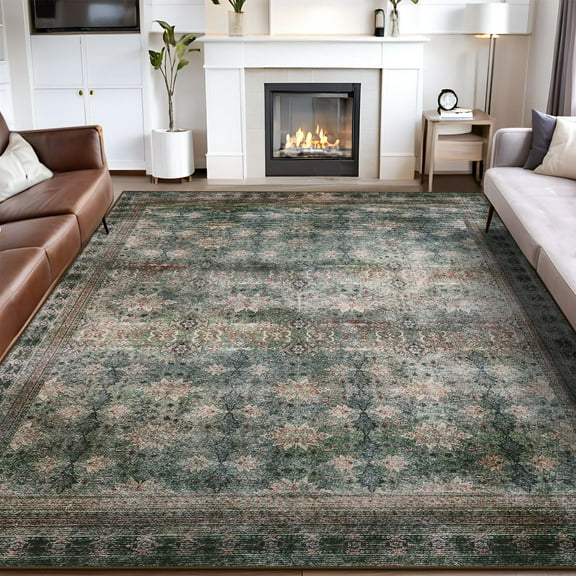 Jamfeel Vintage Rugs Soft Floral Area Rug Boho Carpet for Living Room Bedroom Home Decor,4'x6',Brown