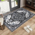 thumbnail image 1 of Jamfeel Washable Entry Rug Floral Print Washable Carpet 2x3 Small Rugs Entryway Kitchen Bedroom, Black, 1 of 5