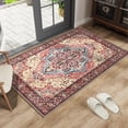 thumbnail image 1 of Jamfeel Washable Entry Rug Floral Print Washable Carpet 2x3 Small Rugs Entryway Kitchen Bedroom, Red, 1 of 5