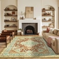 thumbnail image 1 of Jamfeel Washable Rugs Vintage Distressed Print Indoor Carpet Low-Pile Floor Non Slip Rug for Living Room, Bedroom 5' x 8' gold, 1 of 6