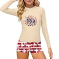 thumbnail image 1 of Jamicy 2 Piece Swimsuit for Girls 3-14 Years Long Sleeve Top with Swim Shorts Independence Day Print Rash Gurad Beach Swimsuit Set, 1 of 8