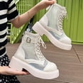 thumbnail image 1 of Jamicy Ankle Boots for Women Solid Color Mid Heel Booties Goth Round Toe Mesh Cutout Boots Women Lace Up Motorcycle Wedges, 1 of 9