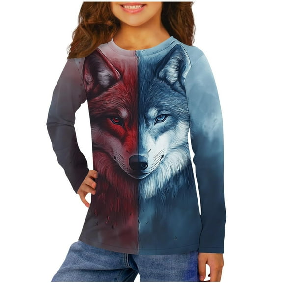 Jamicy Boys Shirts Graphic Boys' Soft T-Shirt Long Sleeve Shirts Casual Crewneck Top Pullover Tees Top Fall Clothes