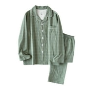 JAMICY Button Up Pajamas for Men Gift for Men Pajamas for Men 2 Piece Pajama Set Long Sleeve Button Down Men's Sleepwear Soft Mens Pjs Set