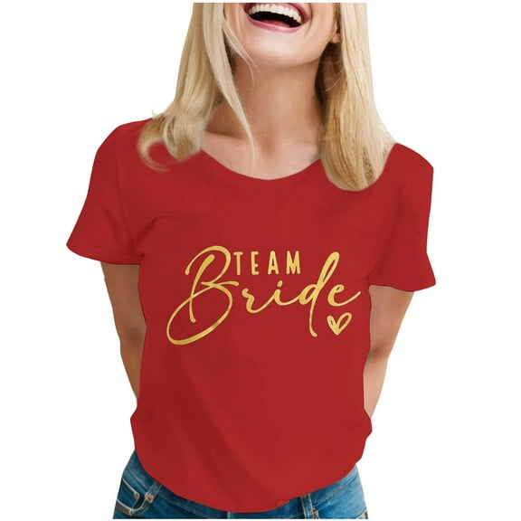 Jamicy Casual Blouses for Women Summer Wear Womens Summer Fashion Print Short Sleeve Bride Shirt Women Bridal Party Shirts Wedding Team Party Tee Tops
