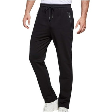 Jamicy Casual Pants for Men Clearance Mens Sweatpants Solid Sports Joggers Elastic Waist Pant Active Pants with Zipper Pockets Baggy Workout Sweatpants