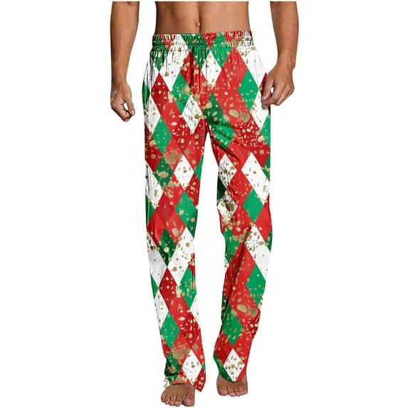 Jamicy Men's Lounge Pants with Pockets Pajama Pants for Men Christmas Prints Pajama Bottoms Mens Pjs Sleep Lounge Pants with Pockets