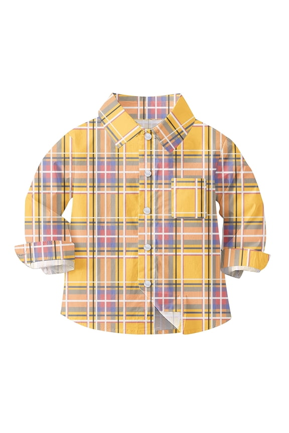 Casual Shirts for Boys Toddler Kids Long Sleeve Plaid Print Button Down Casual Dress Shirt Casual School Uniform Top Shirt