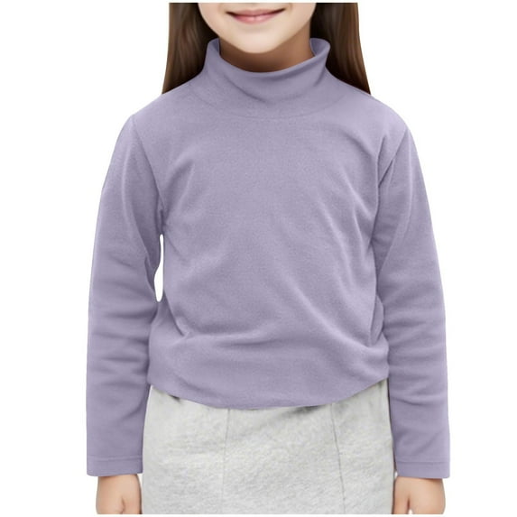 Jamicy Children's Long Sleeved Shirts Gift for Toddlers Girls Mock Turtleneck Shirts Cotton Baby Girl Long Sleeve Thermal T-Shirt Soft Basic Pullover Top