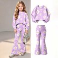 thumbnail image 1 of Jamicy Children's Outfits Set Cute Graphic Long Sleeve Sweatshirts And Flared Leggings Sets Fall Outfit Two-Piece Set for 5-15 Years Kids, 1 of 9