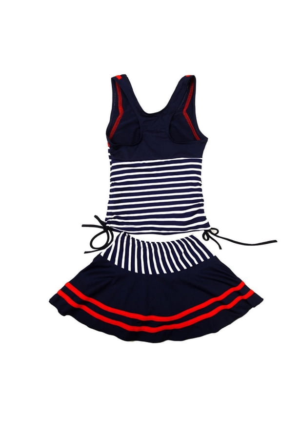 Children's Striped Swimwear Girls' Tummy Control Swim Skirt Summer Fashion Swim Dress for 5-12Years Girls