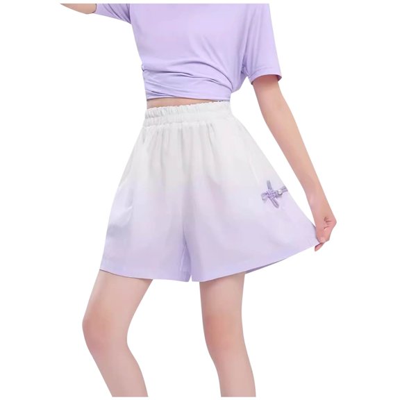 Lopecy-Sta Childrens Shorts Casual Summer Outfits Casual High Elastic Waist Drawstring Wide Leg Flowy Culottes Shorts Short Trousers