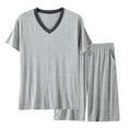 thumbnail image 1 of Lopecy-Sta Cooling Pajamas for Men Gift for Men Mens Pajama Set Summer Pjs Sleepwear Nightwear Lightweight Quick Dry Soft Short Sleeve V-Neck Pjs Sleep Set with Pocket, 1 of 8