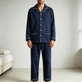 thumbnail image 1 of Jamicy Cotton Pajamas for Men Set Long Sleeve Sleepwear Button Down Winter Home Wear Soft Loungewear Set with Pockets, 1 of 5