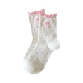 thumbnail image 1 of Jamicy Cozy Socks for Women Cute Bow Crew Socks, Cute Print Ruffled Calf Socks - Casual Cotton Novelty Fun Ankle Sock, 1 of 3