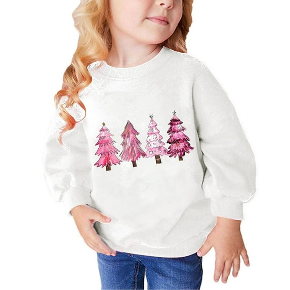 Jamicy Crewneck Sweatshirts Girls Christmas Present Toddler Boys Girls Christmas Sweatshirt Winter Long Sleeve Round Neck Baby Xmas Print Sweater Pullover Tops
