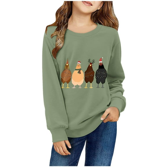 Jamicy Crewneck Sweatshirts Girls Christmas Children's Sweatshirt Funny Santa Squirrel Christmas Kids Sweatshirt Unisex Shirt