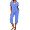 thumbnail image 1 of Jamicy Cute Pajamas for Women Mother's Daygifts Women's Pajama Set Short Sleeve Shirt and Capri Pants Sleepwear Pjs Sets with Pockets, 1 of 9