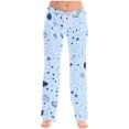 thumbnail image 1 of Lopecy-Sta Drawstring Pants Women Spring Outfits 2025 Women's Comfy Pajama Pants Wide Leg Lounge Palazzo Yoga Pants Stretch Casual Floral Print Fold Waist Pants, 1 of 6