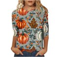 thumbnail image 1 of Jamicy Fall Sweatshirts for Women Fall Season Pumpkin Maple Leaf Print Tshirt for Women Thanksgiving Tops Autumn Thankful 3/4 Sleeve Graphic Tees, 1 of 5