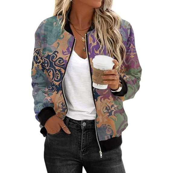 Jamicy Fashion Bomber Jacket Women Bomber Jackets Lightweight Full Zip Up Cropped Coats Fashion Windbreaker Outerwear Casual Quilted Jacket