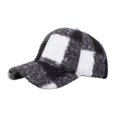 thumbnail image 1 of Jamicy Fuzzy Baseball Cap Warm Fleece Flat-Top Hat for Autumn and Winter, Plaid Pattern Stylish Streetwear Caps for Men Women, 1 of 4