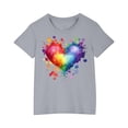 thumbnail image 1 of Jamicy Girls Blouses Children's Wear Spring Romance Shirt for Girls Heart Graphic Tee Great Love Casual Short Sleeve Top for Brunch Dates, 1 of 4