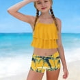 thumbnail image 1 of Jamicy Girls Swimsuits Ruched Ruffle Tankini Swimsuits for Girls Sleeveless Bathing Suit with Drawstring Shorts Swimwear for 6-15 Years Kids, 1 of 7