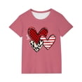 thumbnail image 1 of Lopecy-Sta Girls T Shirts Children's Wear Funny Plaid Leopard Love Heart Print Tee Spring Casual Short Sleeve Graphic Tees Tops, 1 of 4