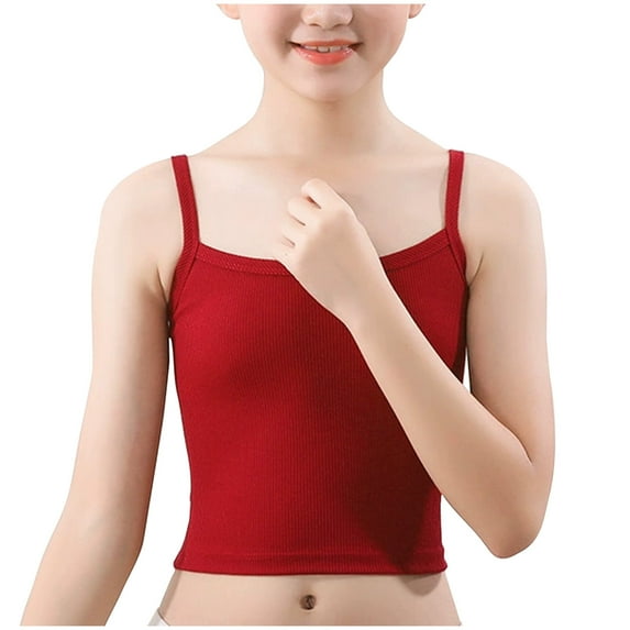 Jamicy Girls Tank Tops with Built In Bras Children's Underwear 8-12 Years Girls' Underwear Tank Tops Girls Spaghetti Strap with Pad Sleeveless Casual Basic Cami Bra