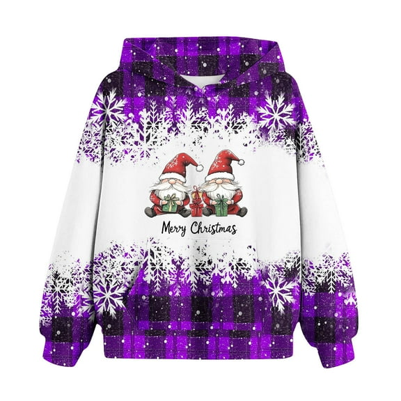Jamicy Graphic Hoodies for Girls Christmas Present Christmas Sweatshirts for Kids Merry Gnomes Santa Pullover Sweatshirts Long Sleeve Tree Graphics Tees Holiday