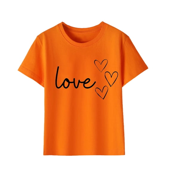 Jamicy Graphic Tees Girls Gift for Girls Spring Romance Shirt for Girls Heart Graphic Tee Great Love Casual Short Sleeve Top for Brunch Dates
