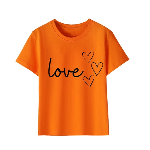 Jamicy Graphic Tees Girls Gift for Girls Spring Romance Shirt for Girls Heart Graphic Tee Great Love Casual Short Sleeve Top for Brunch Dates