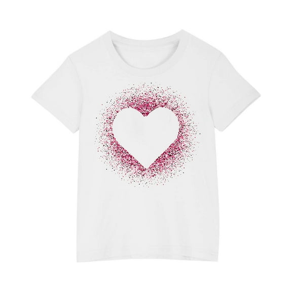Jamicy Graphic Tees Kids Gift for Kids Spring Romance Shirt for Girls Heart Graphic Tee Great Love Casual Short Sleeve Top for Brunch Dates