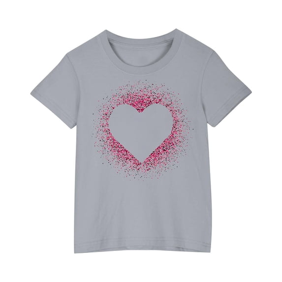 Jamicy Graphic Tees Kids Gift for Kids Spring Romance Shirt for Girls Heart Graphic Tee Great Love Casual Short Sleeve Top for Brunch Dates