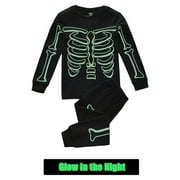 JAMICY Halloween Pajamas Toddler Clearance Kids Pajamas for Boys Skeleton Glow-In-The-Dark Cotton Sleepwear Toddler Clothes Halloween Pumpkin Outfit