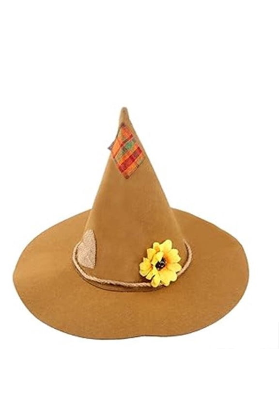Hat for Women Halloween Scarecrow Hat Sunflower Felt Scarecrow Witch Hats for Halloween Scarecrow Theme Party Accessory